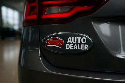Autocolante em relevo personalizado aplicado num evento profissional